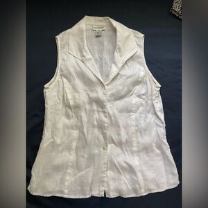 ANN TAYLOR 100% linen white blouse